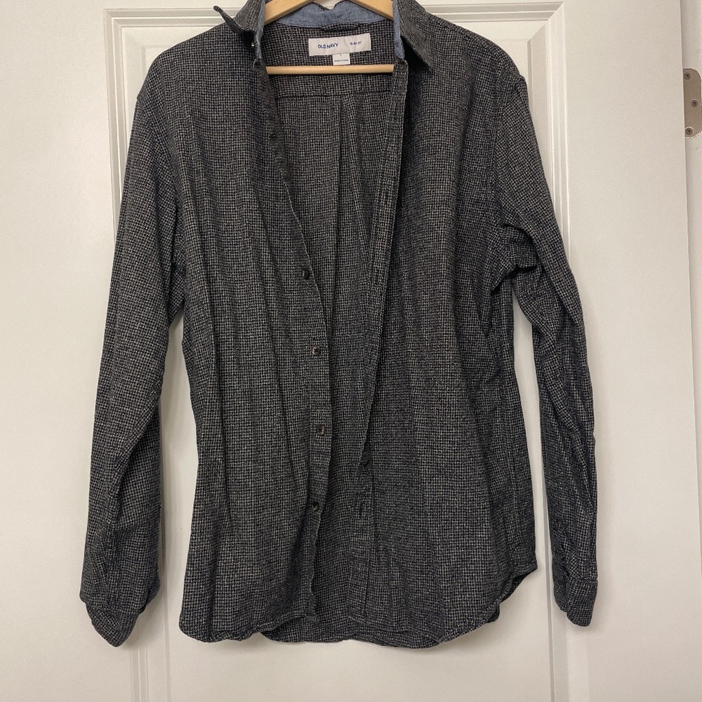 Black/grey flannel button down